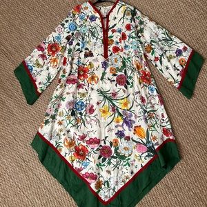 Gucci linen floral print caftan dress size small